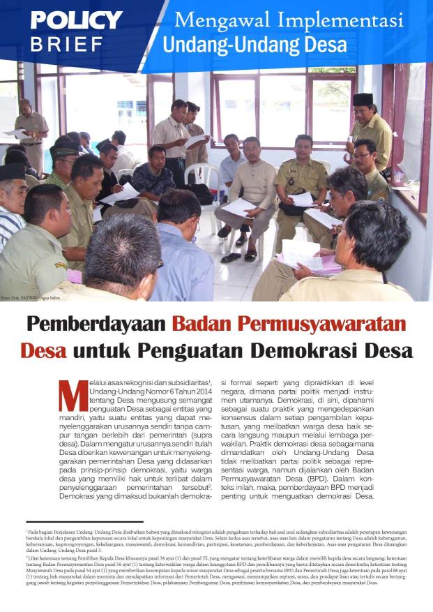 Policy Brief | Empowerment of BPD to Strengthen Village Democracy
