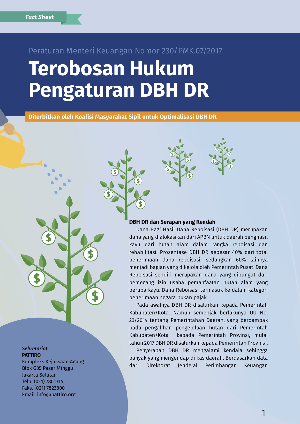 Fact Sheet | Legal Breakthrough in the Regulation of Revenue Sharing Funds for Reforestation Funds (DBH DR)